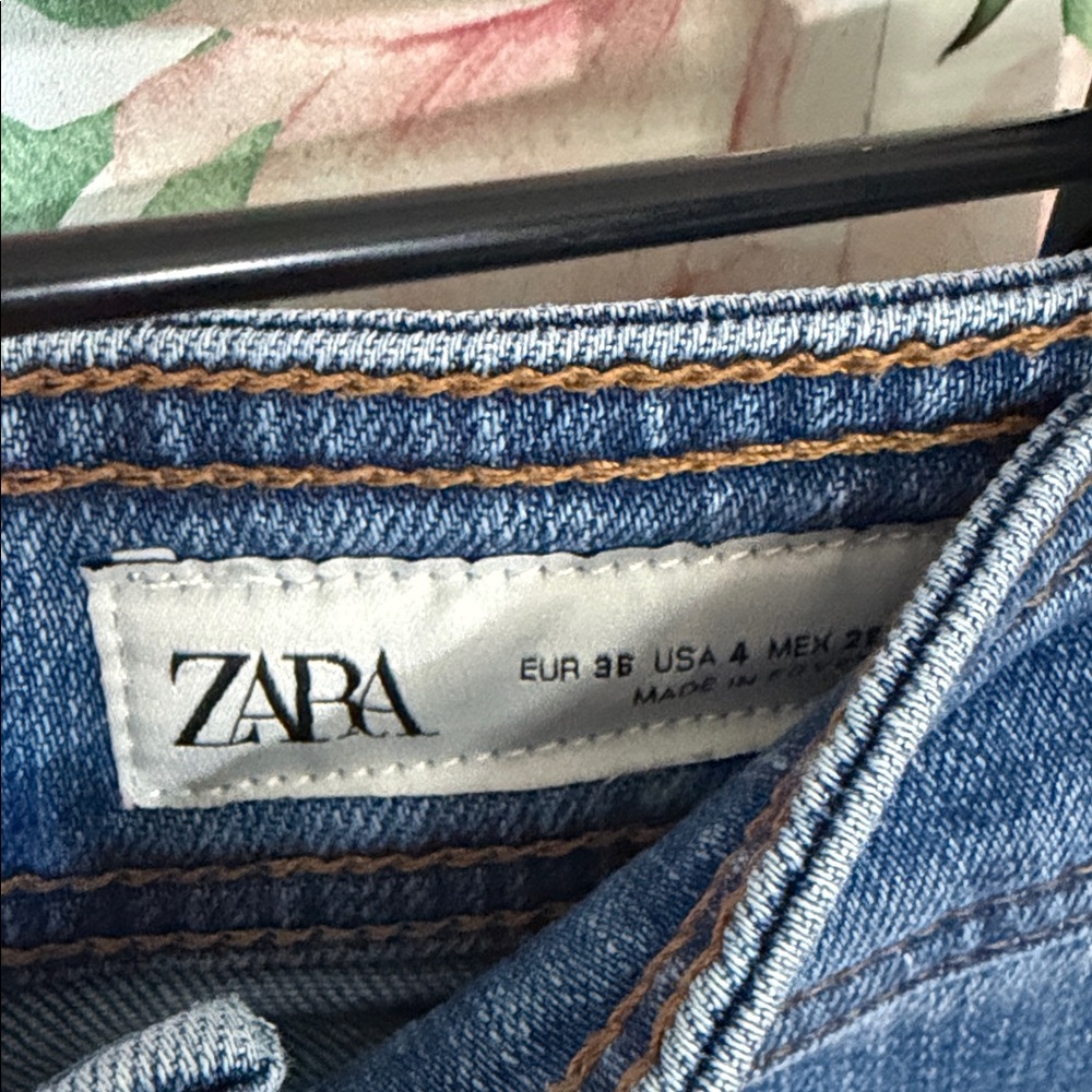 3-EUC Zara The Marine Straight High Rise Blue Denim Jeans women’s Pants size 4 - Picture 5 of 6